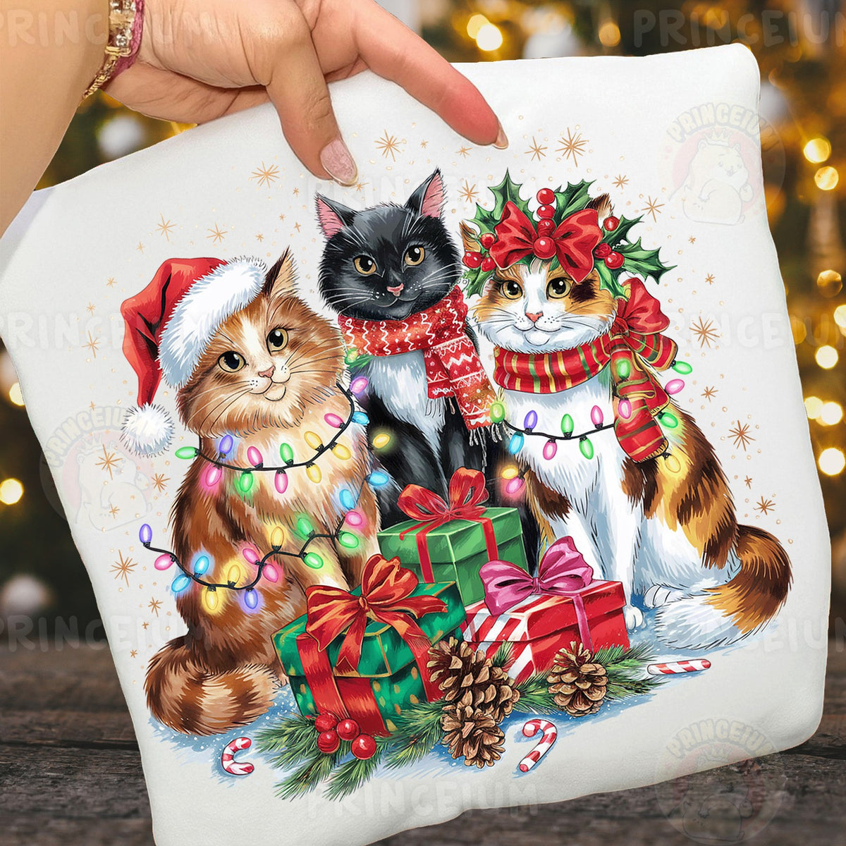Christmas Cats with Lights