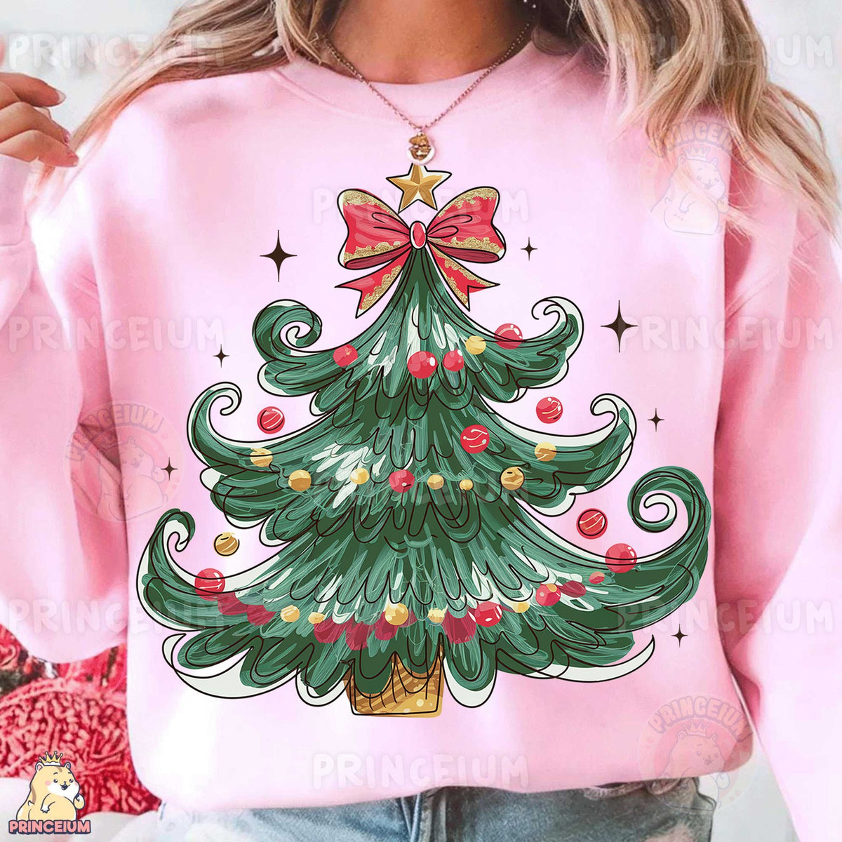 Painted Christmas Tree with Bow