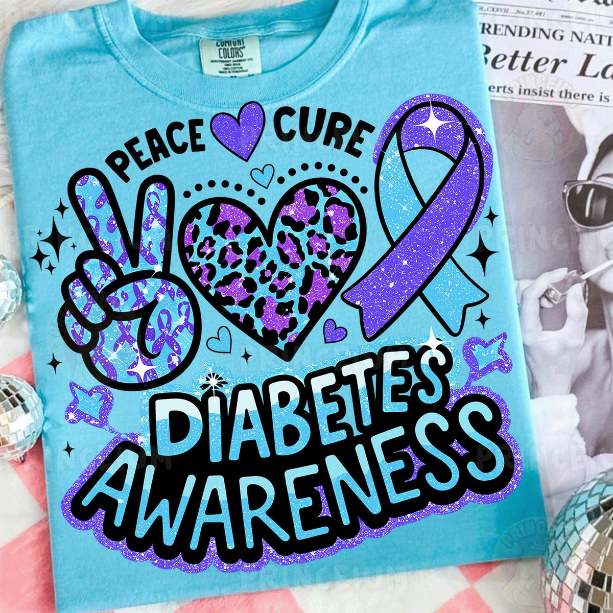 Peace Love Cure Diabetes Awareness