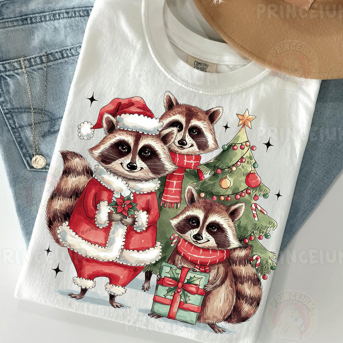 Santa Raccoon Christmas Trio