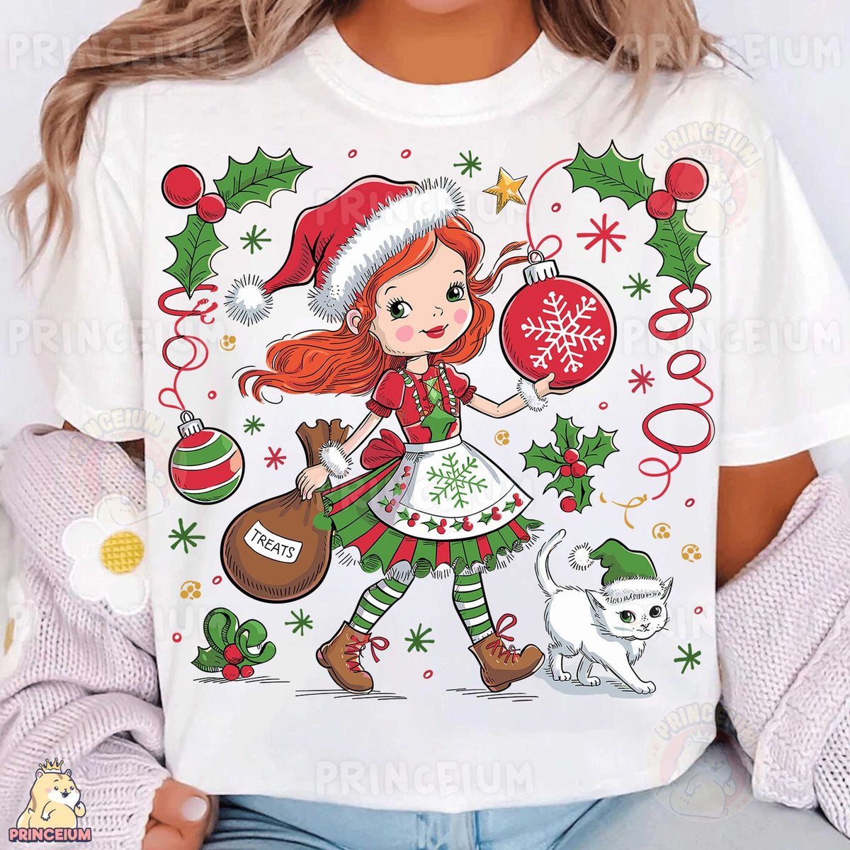 Christmas Girl and Kitty