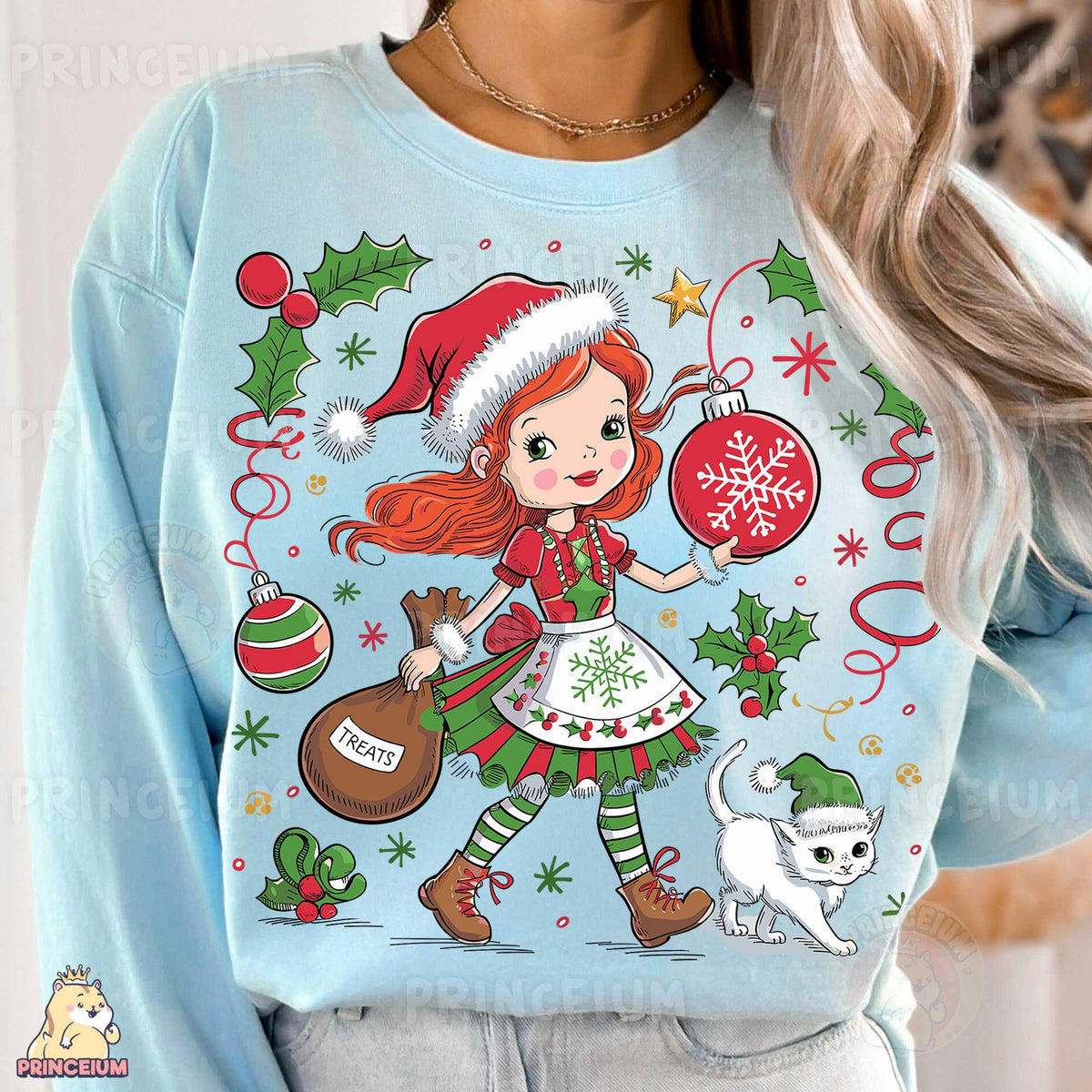 Christmas Girl and Kitty