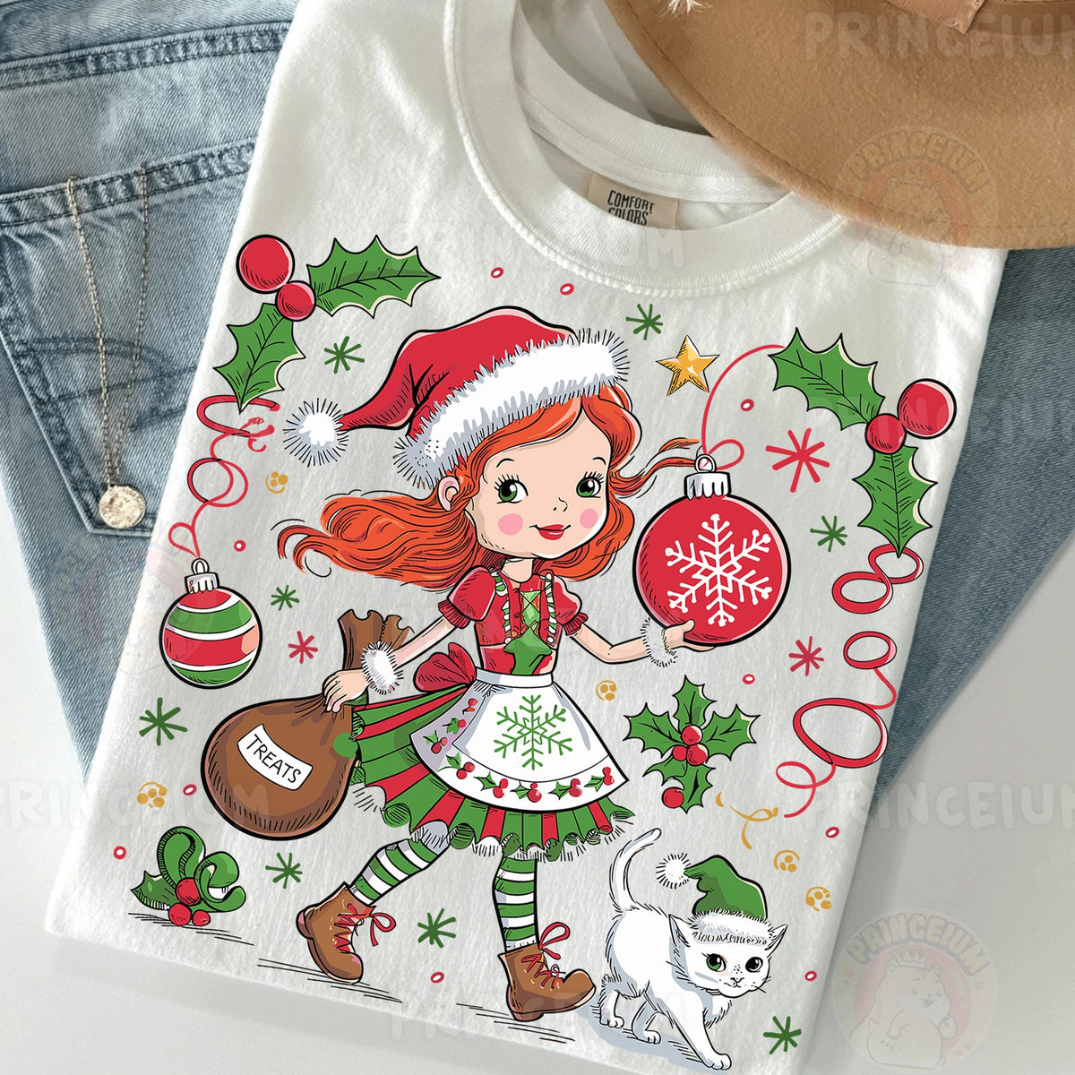Christmas Girl and Kitty