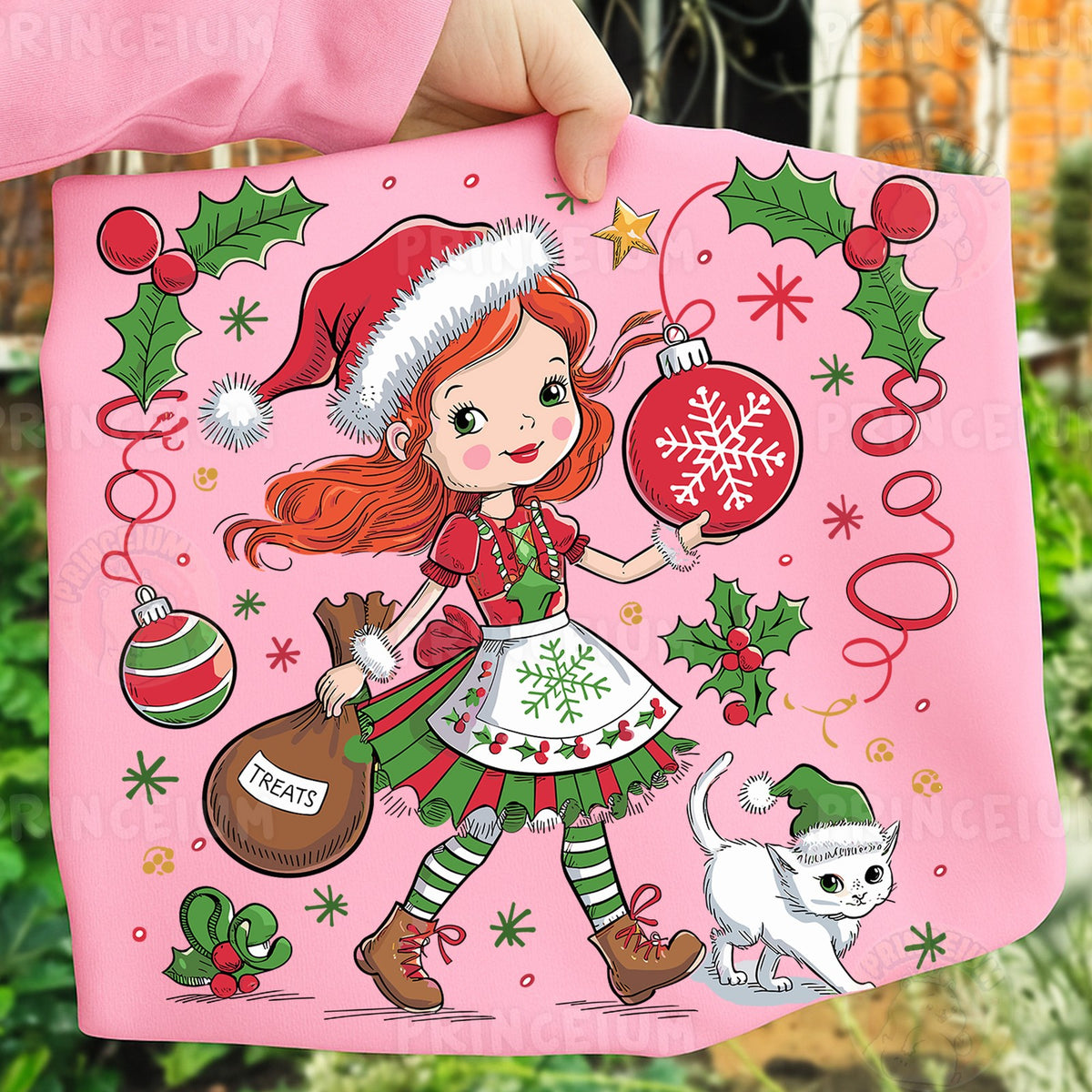 Christmas Girl and Kitty