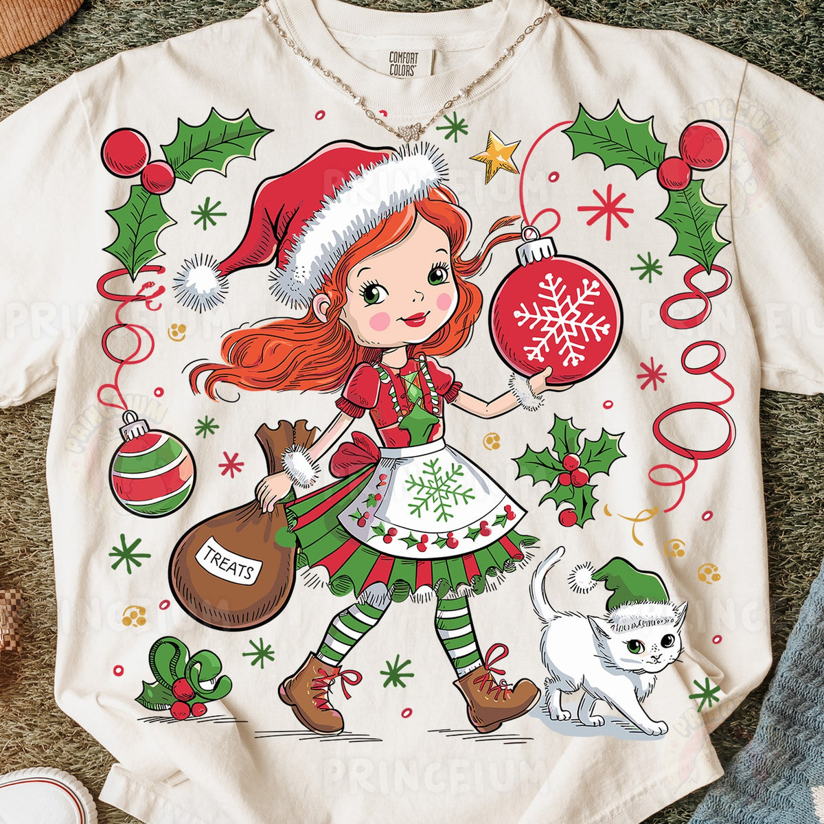 Christmas Girl and Kitty