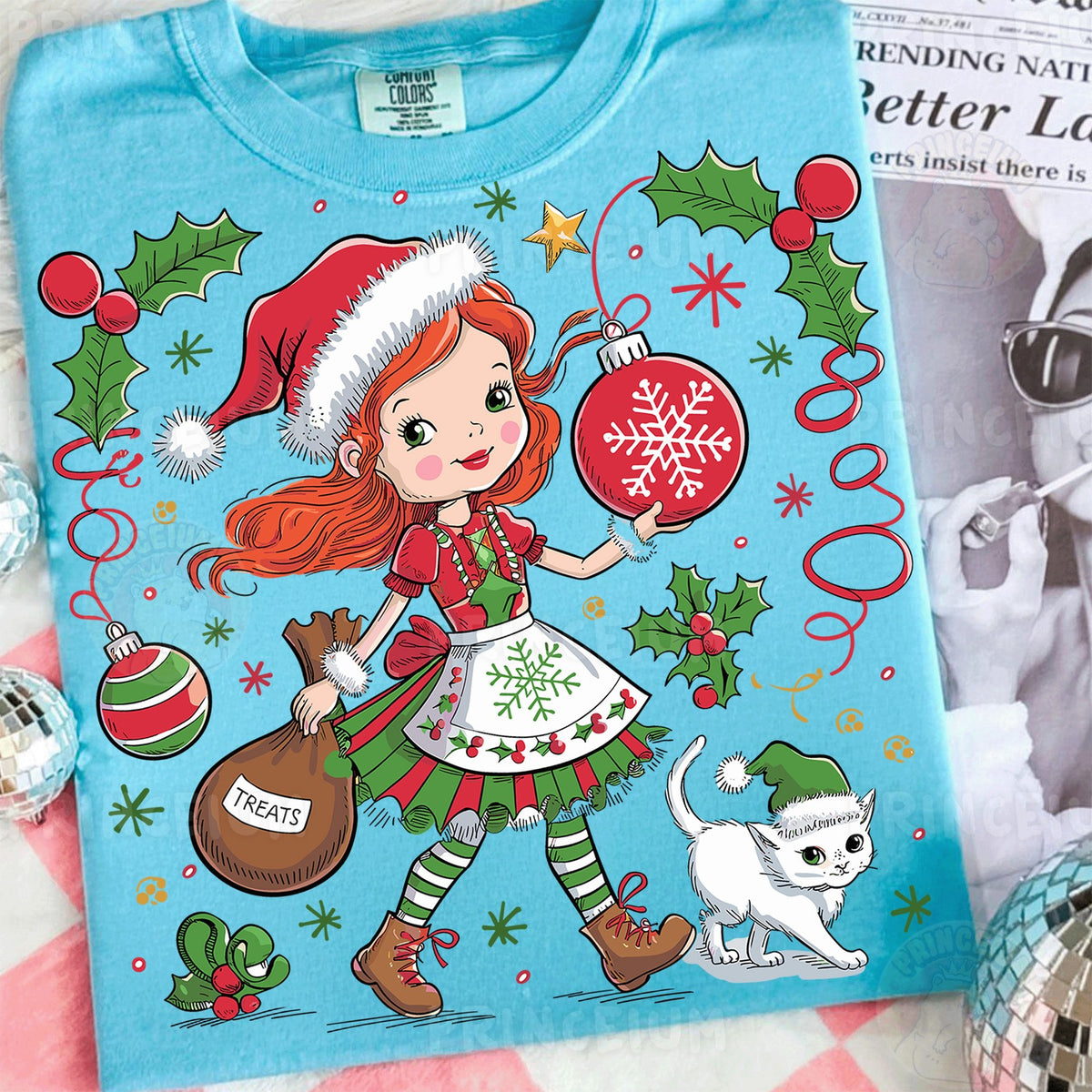 Christmas Girl and Kitty