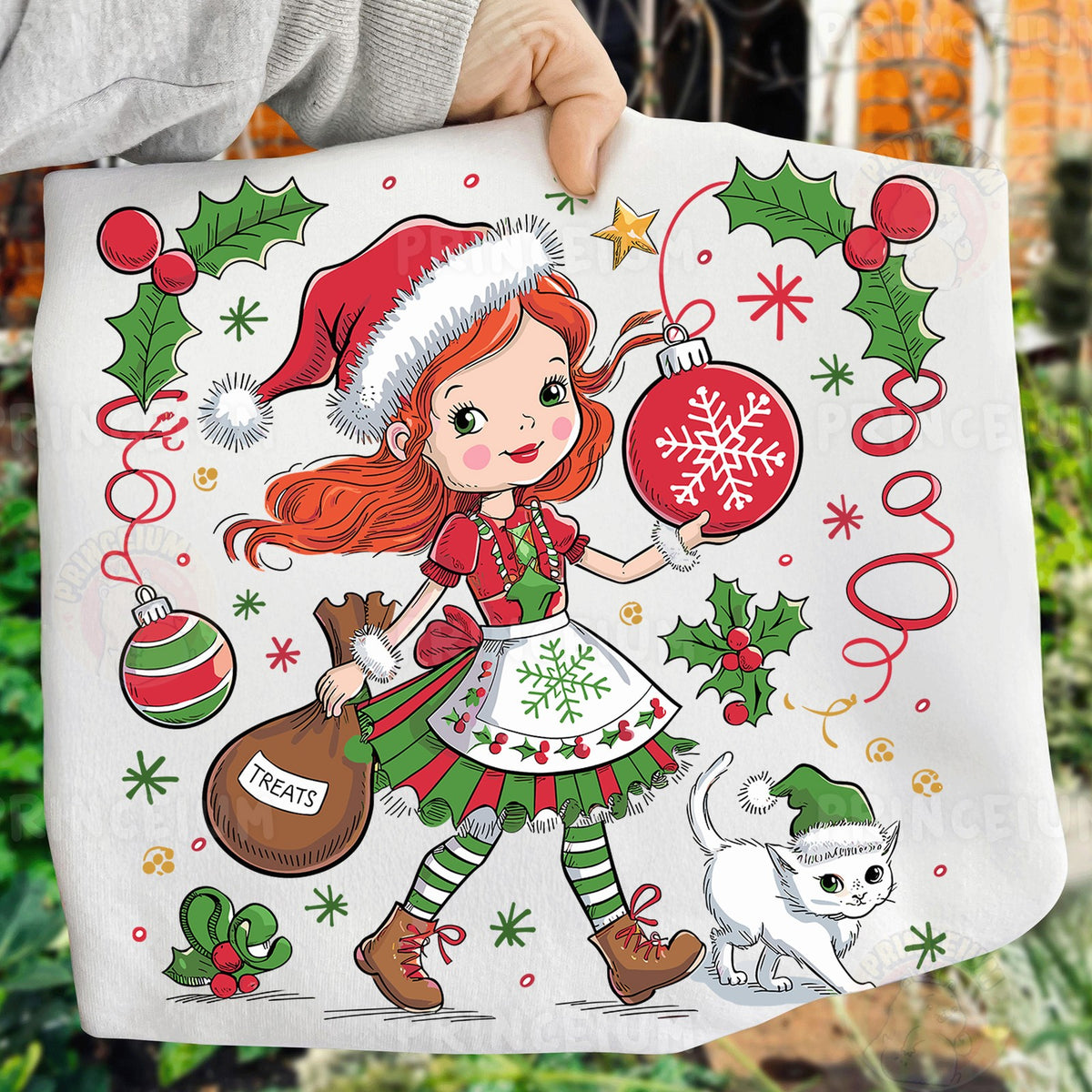 Christmas Girl and Kitty