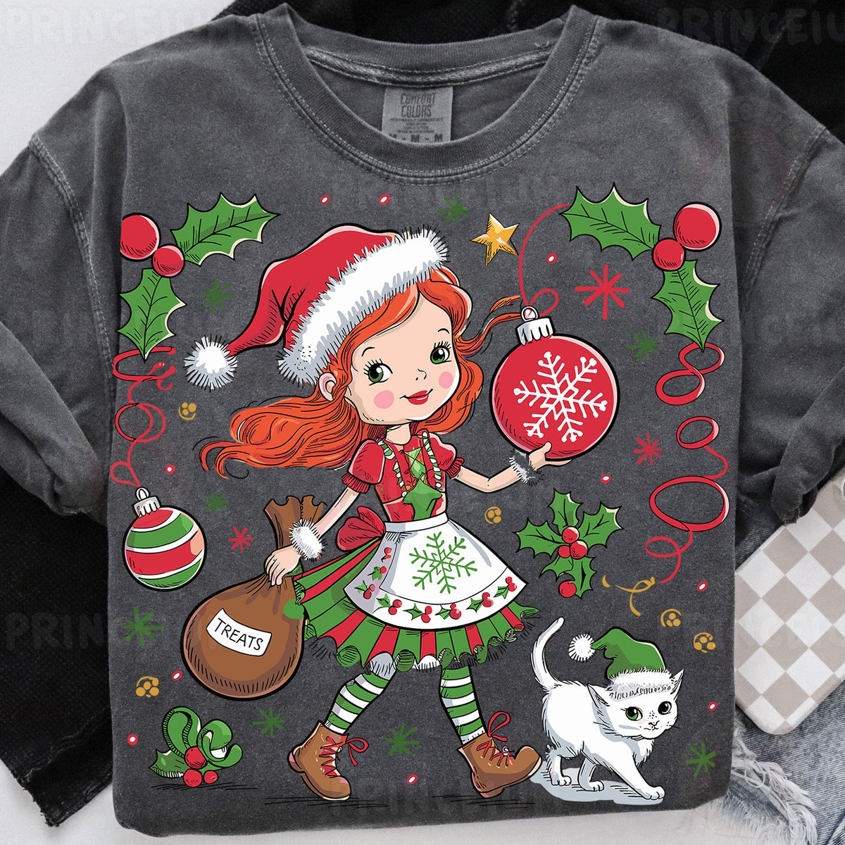 Christmas Girl and Kitty