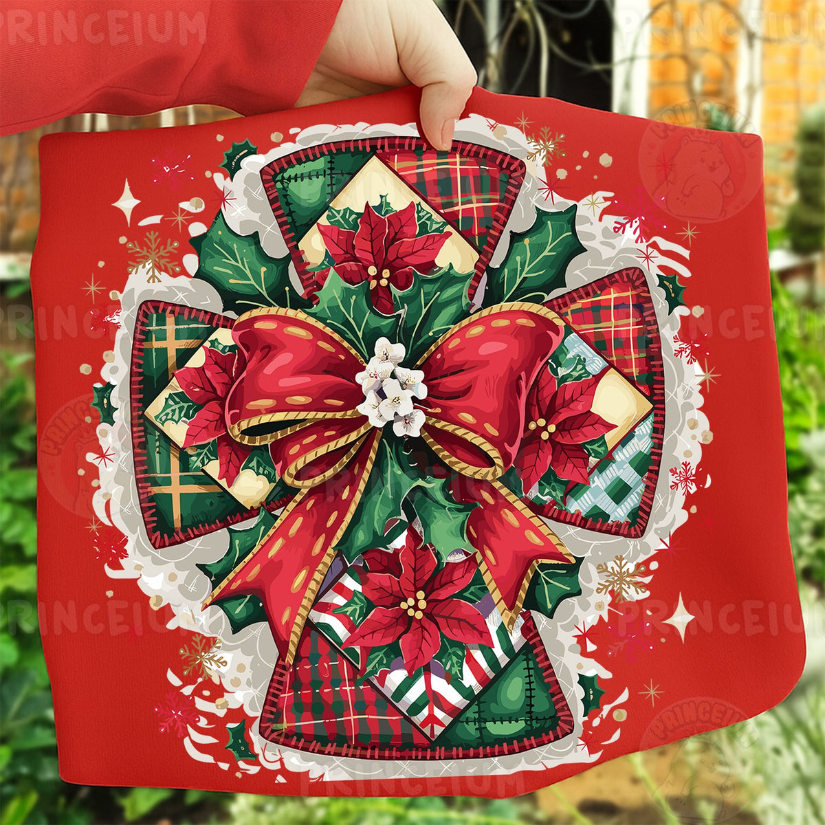 Plaid Patchwork Christmas Bow