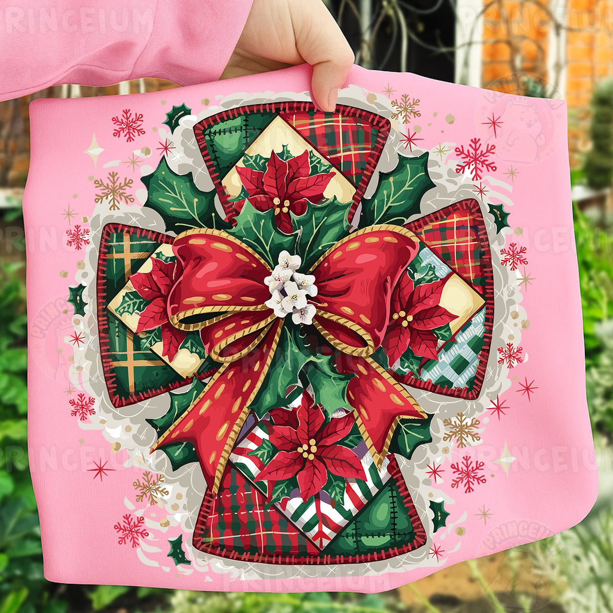 Plaid Patchwork Christmas Bow