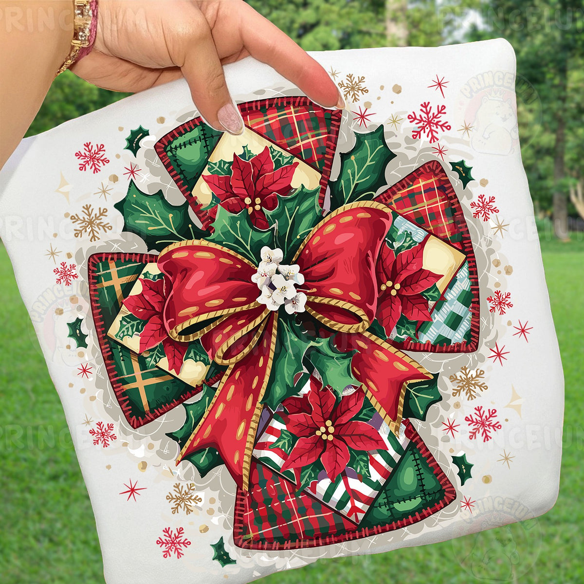 Plaid Patchwork Christmas Bow