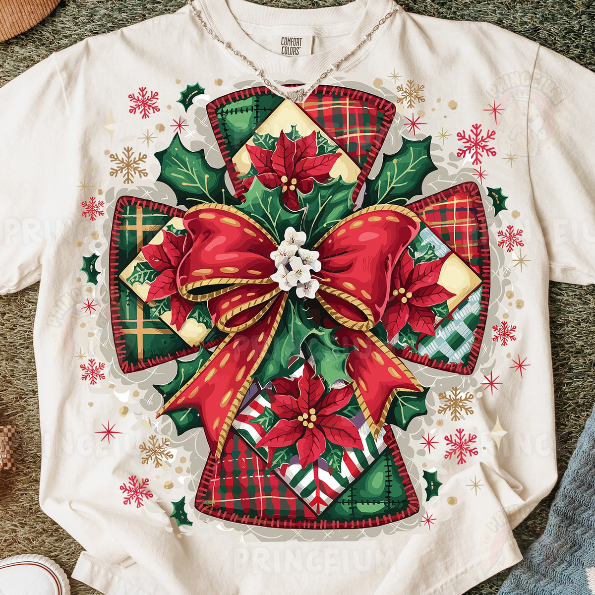 Plaid Patchwork Christmas Bow
