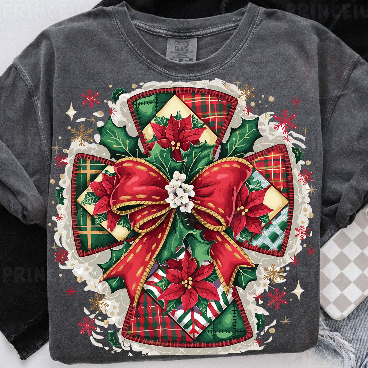 Plaid Patchwork Christmas Bow