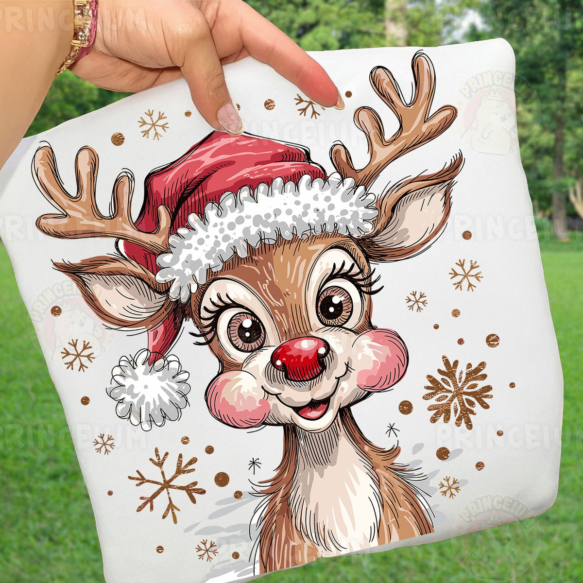 Cute Reindeer in Santa Hat