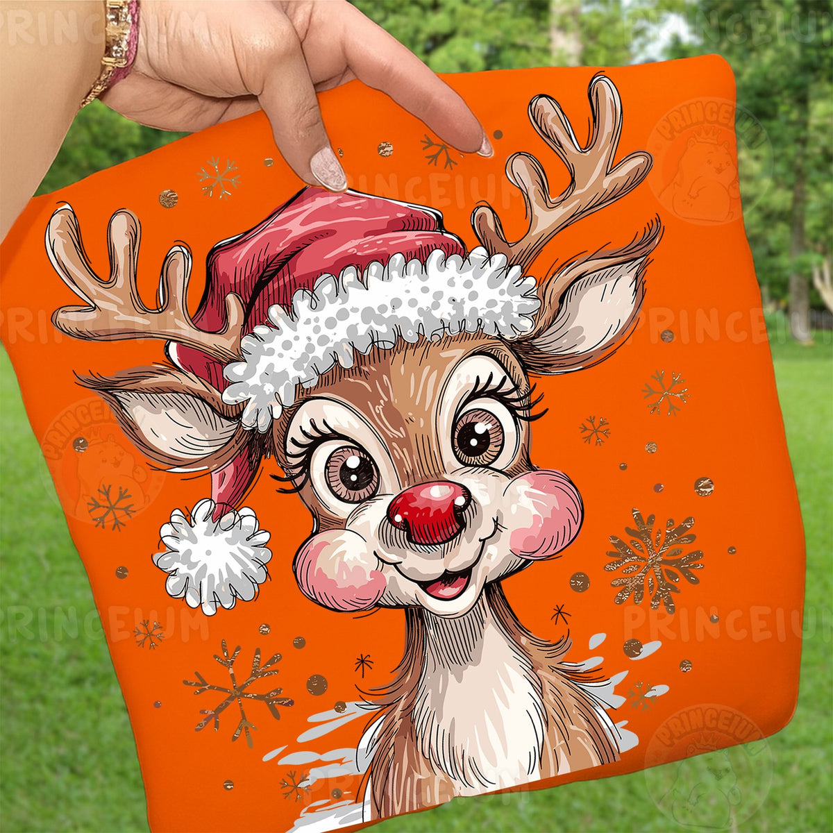 Cute Reindeer in Santa Hat