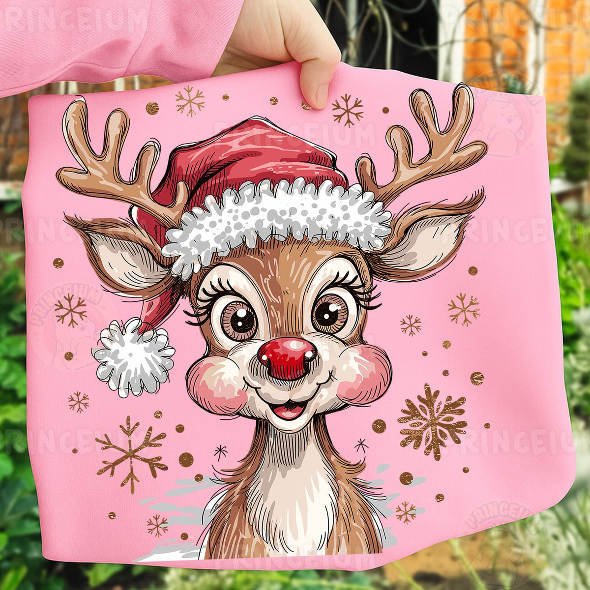 Cute Reindeer in Santa Hat