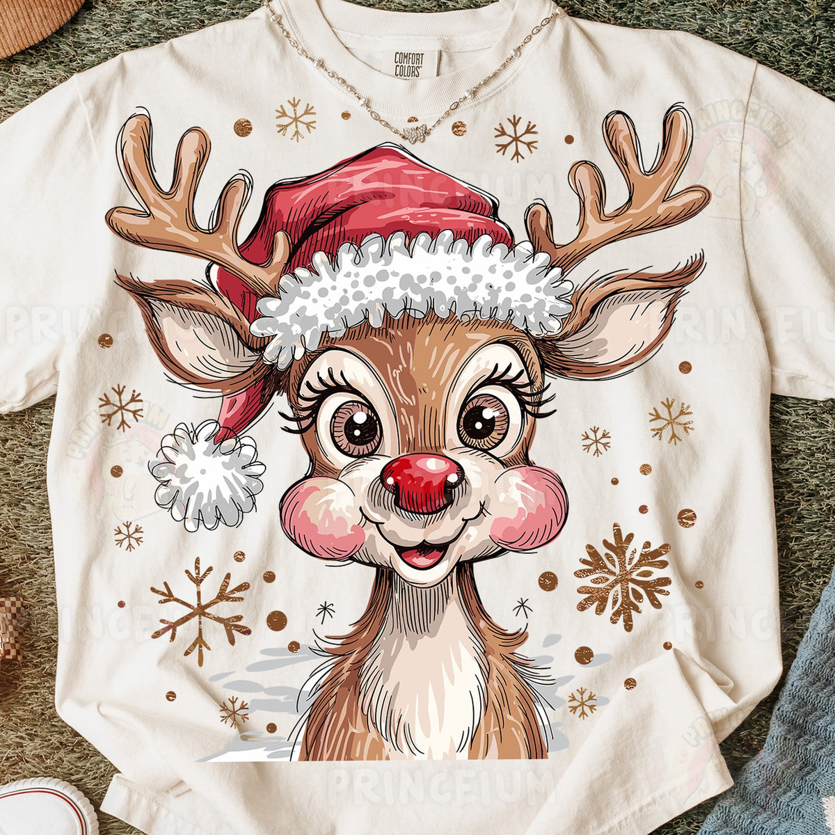 Cute Reindeer in Santa Hat