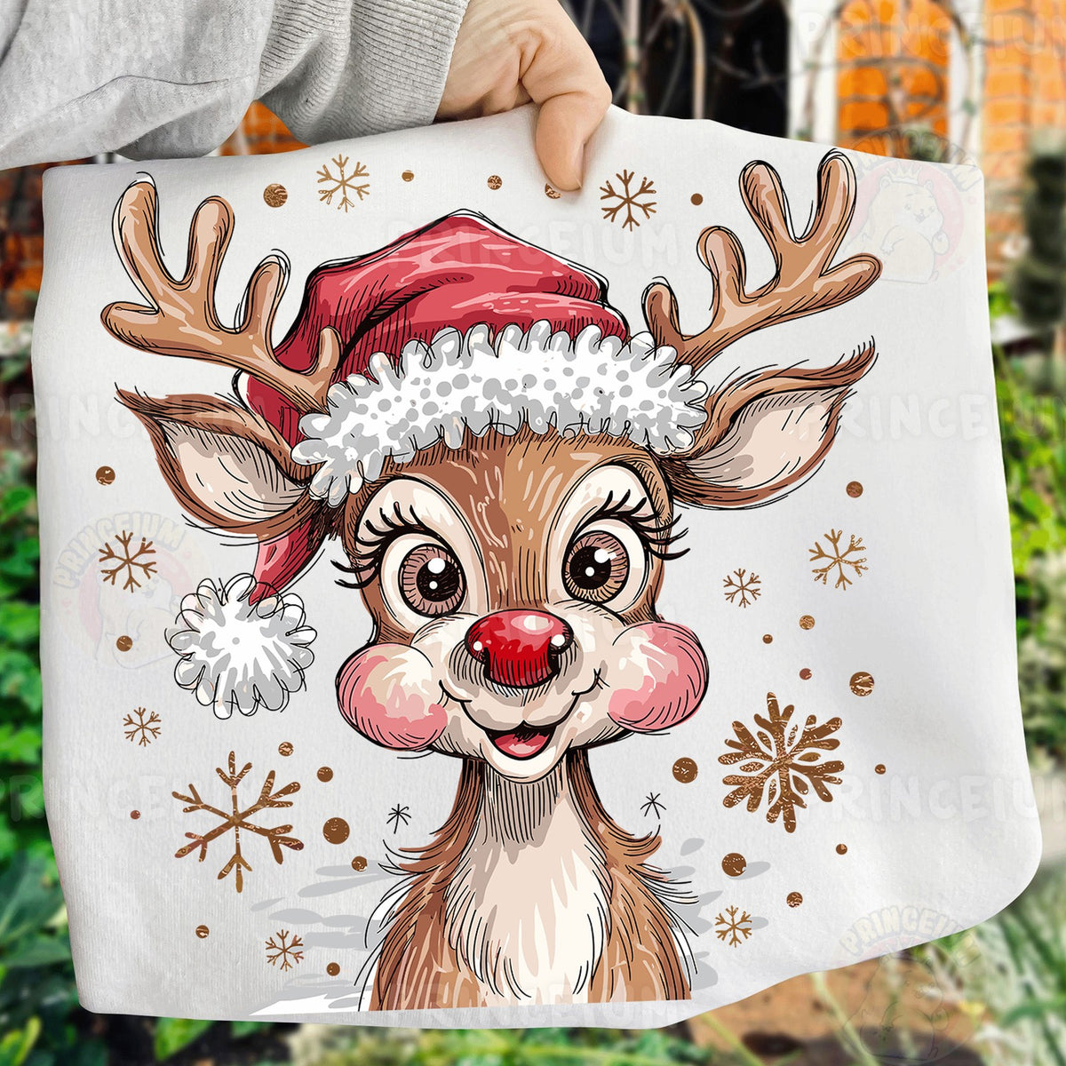 Cute Reindeer in Santa Hat