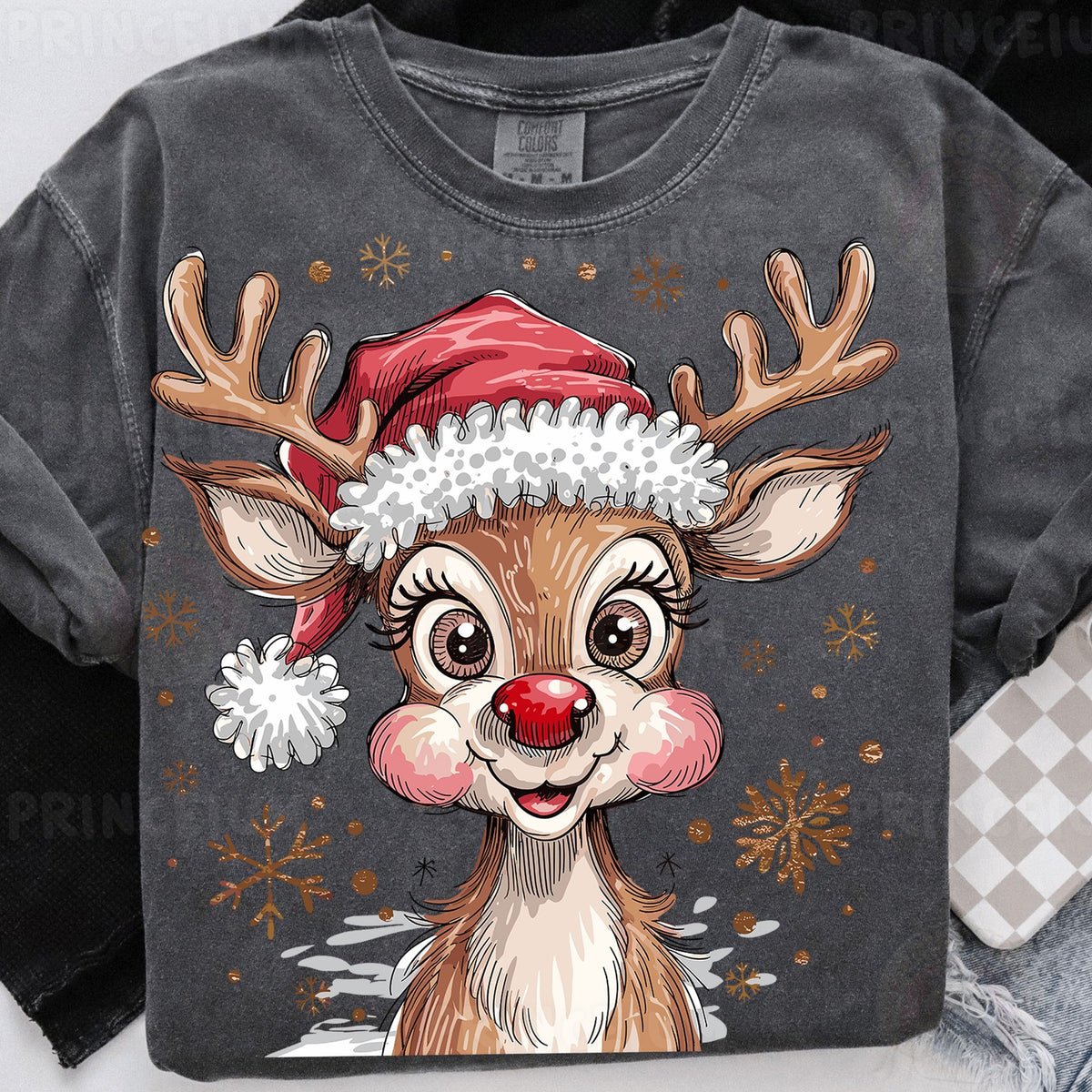 Cute Reindeer in Santa Hat