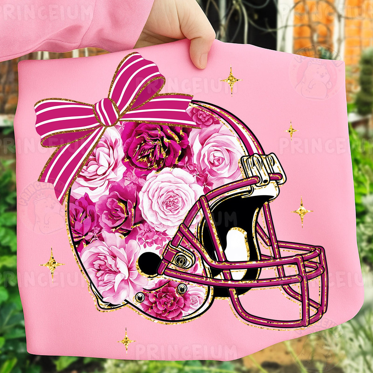 Pink Floral Football Helmet