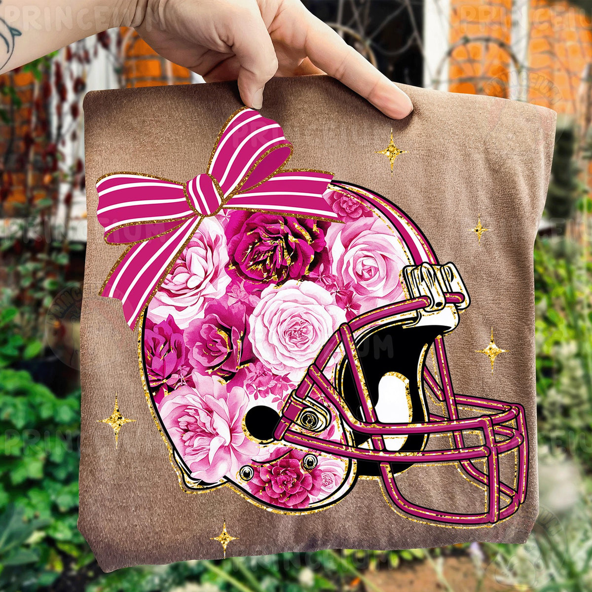 Pink Floral Football Helmet