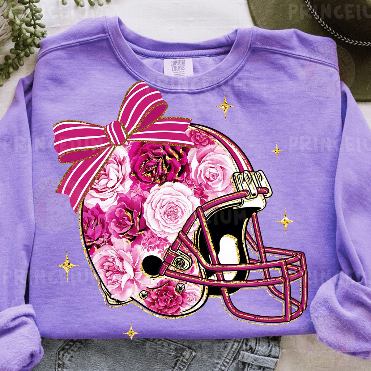 Pink Floral Football Helmet