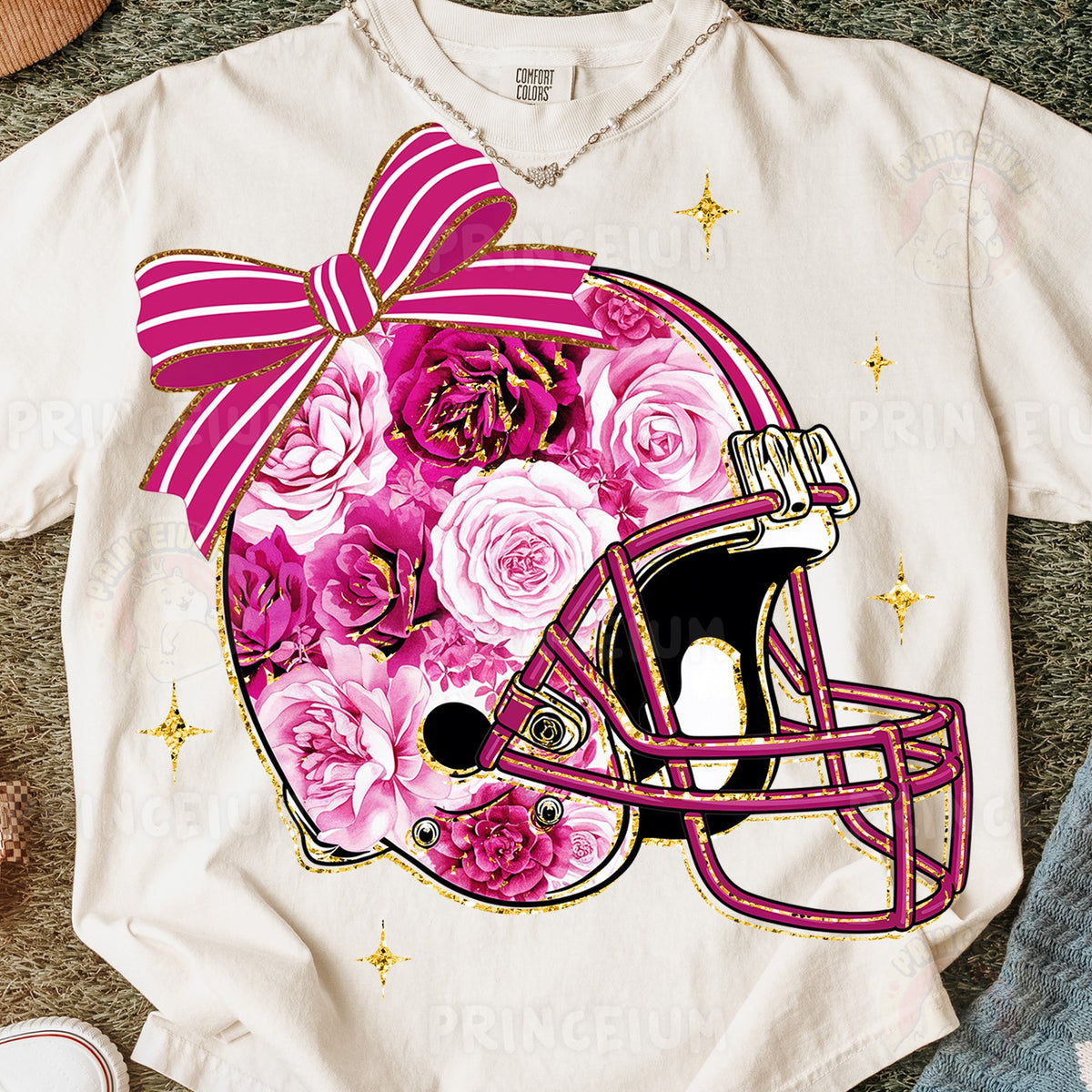 Pink Floral Football Helmet