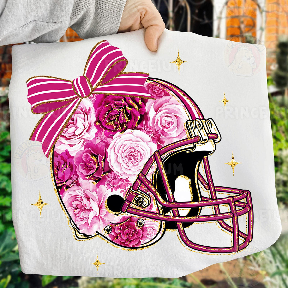 Pink Floral Football Helmet