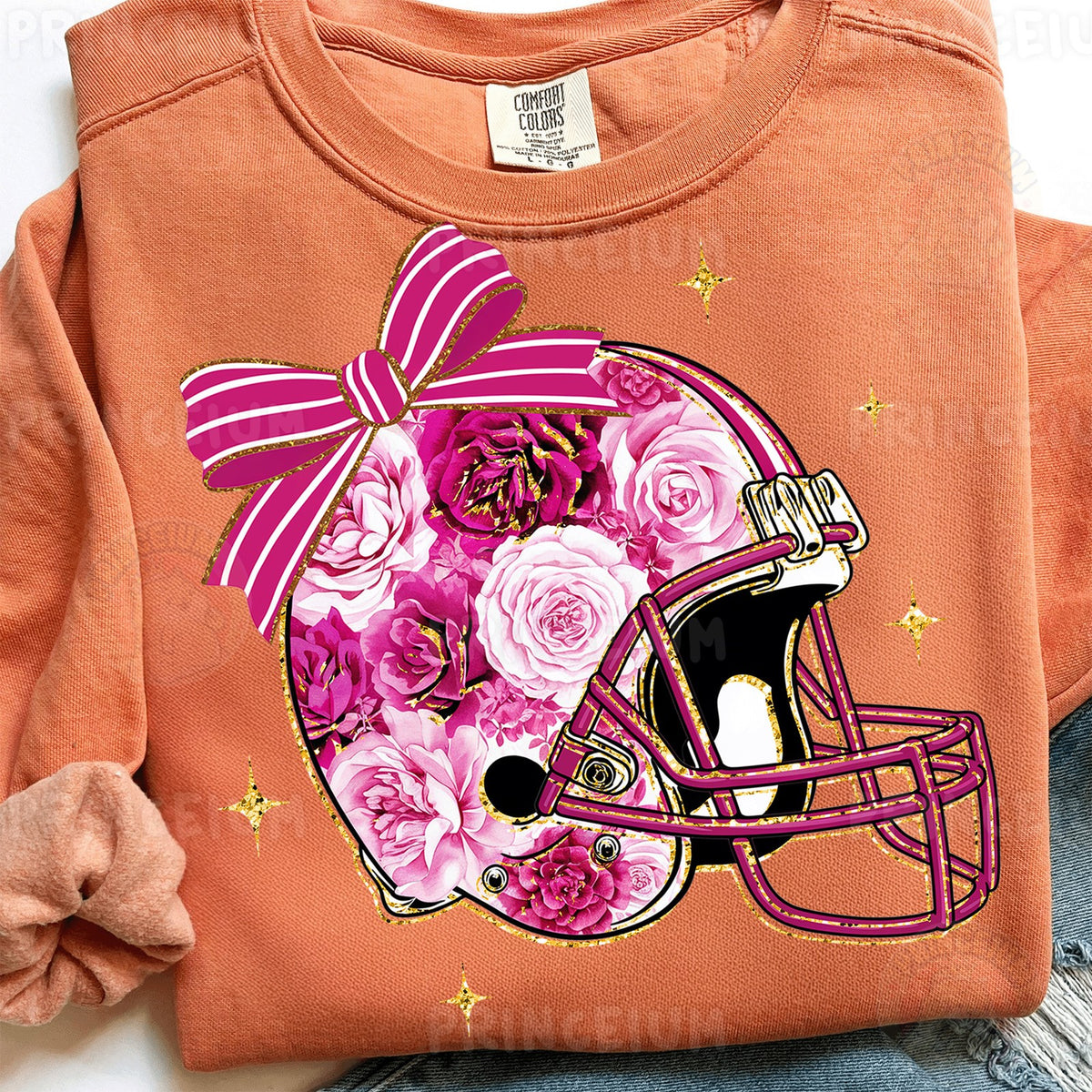 Pink Floral Football Helmet