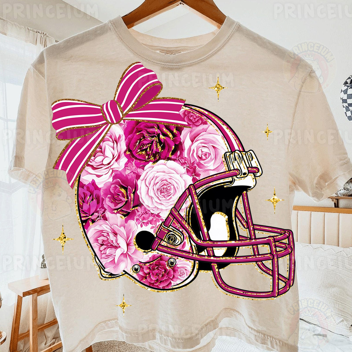 Pink Floral Football Helmet
