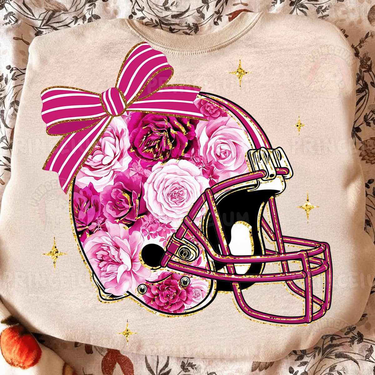 Pink Floral Football Helmet