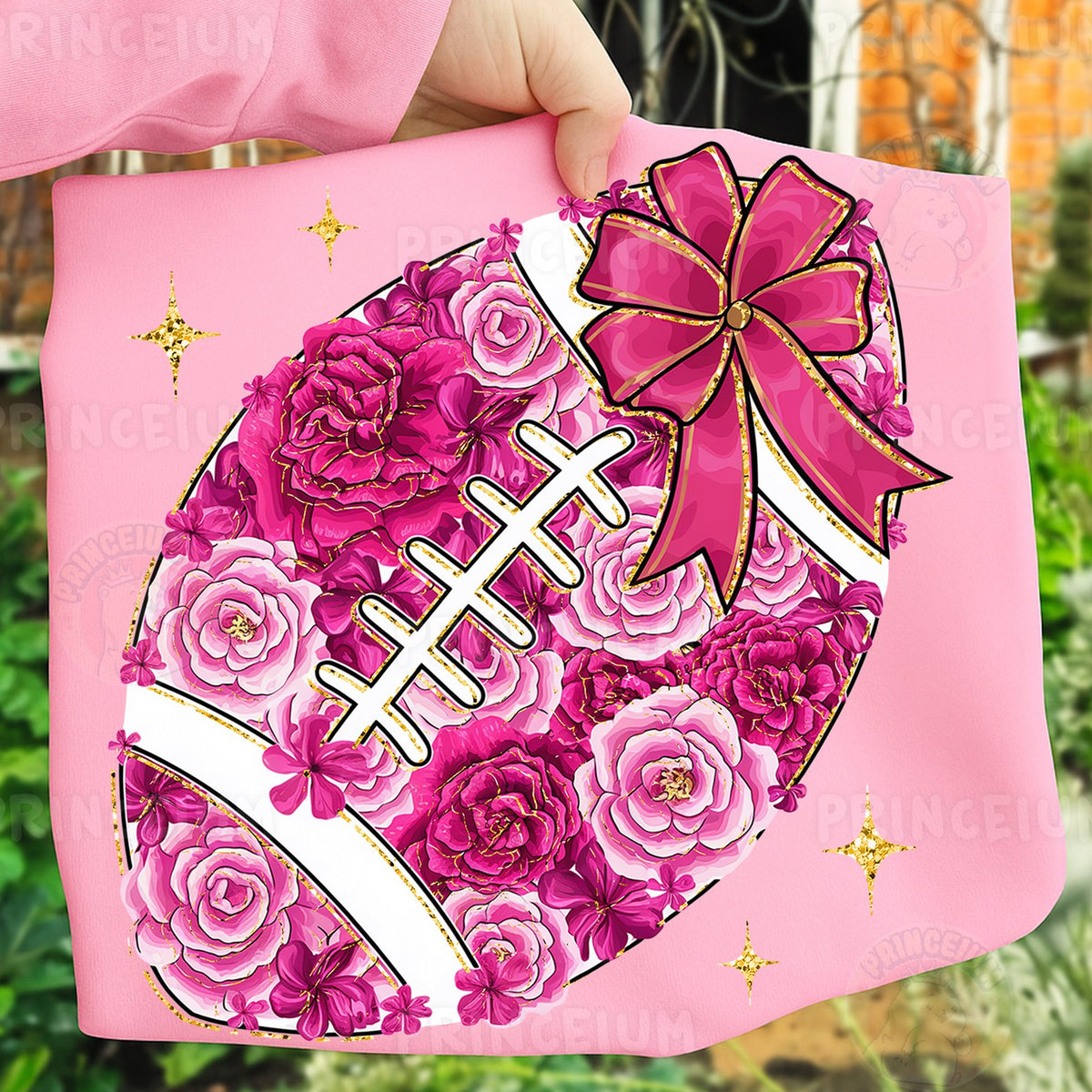 Pink Floral Football with Bow