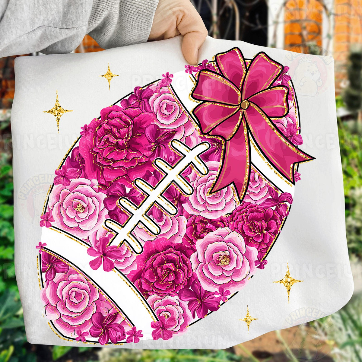 Pink Floral Football with Bow
