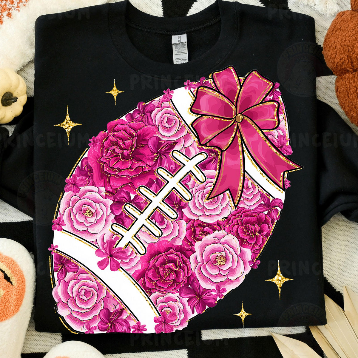 Pink Floral Football with Bow