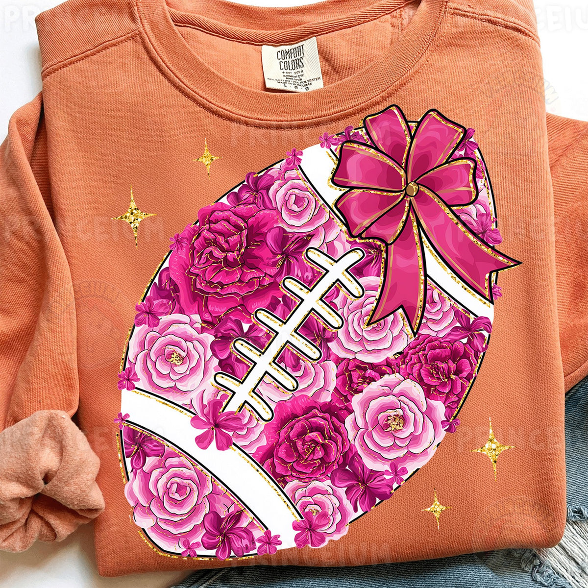 Pink Floral Football with Bow