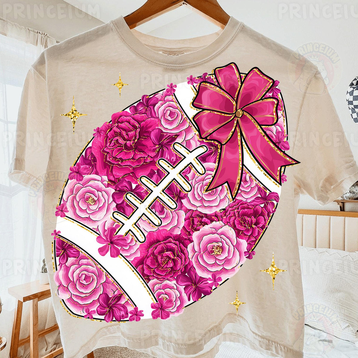 Pink Floral Football with Bow