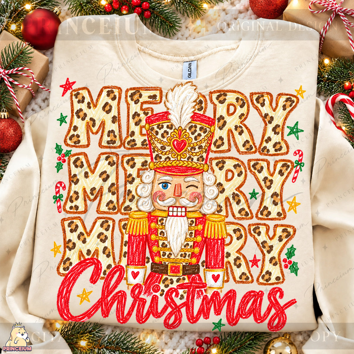 Leopard Print Nutcracker Christmas PNG Merry Christmas Design | Digital Download