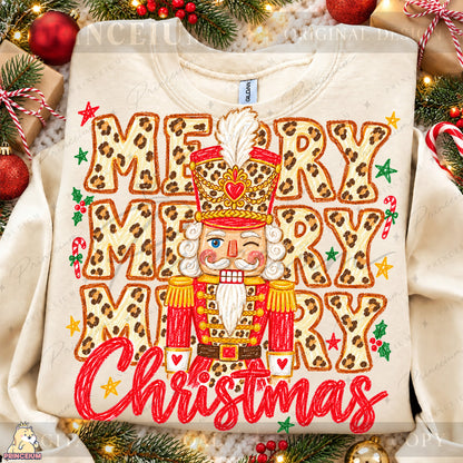 Leopard Print Nutcracker Christmas PNG Merry Christmas Design | Digital Download