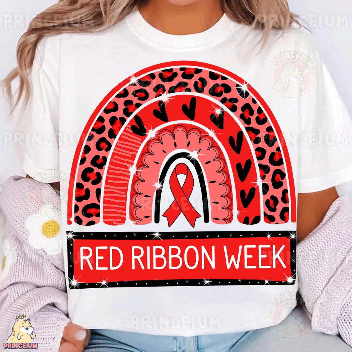 Red Ribbon Week Leopard Rainbow