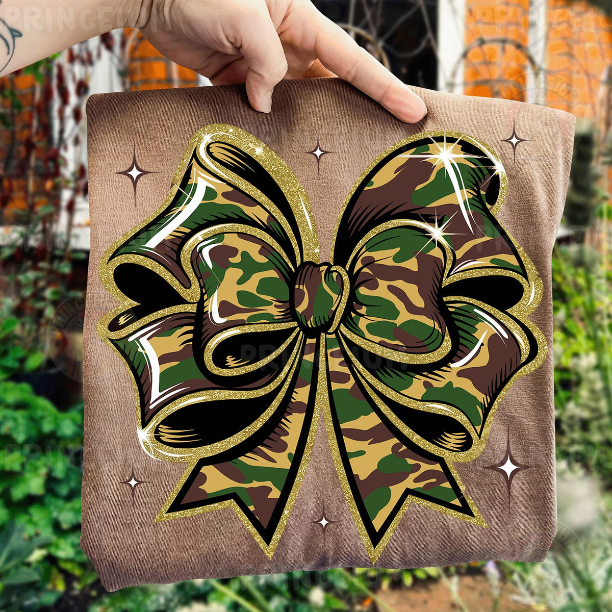 Camo Glitter Bow
