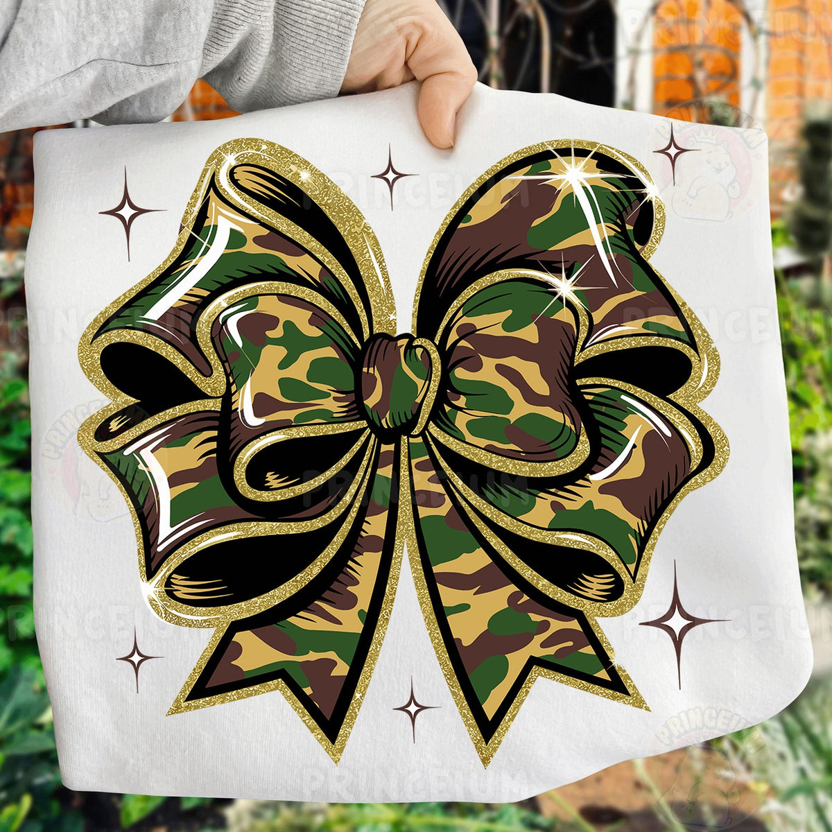 Camo Glitter Bow