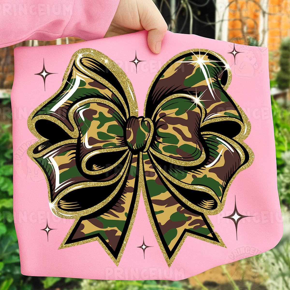 Camo Glitter Bow