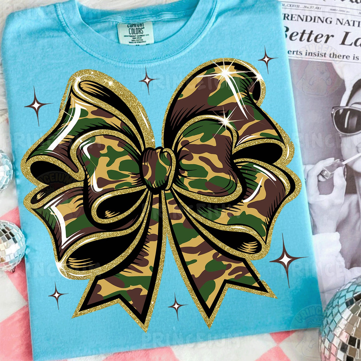 Camo Glitter Bow