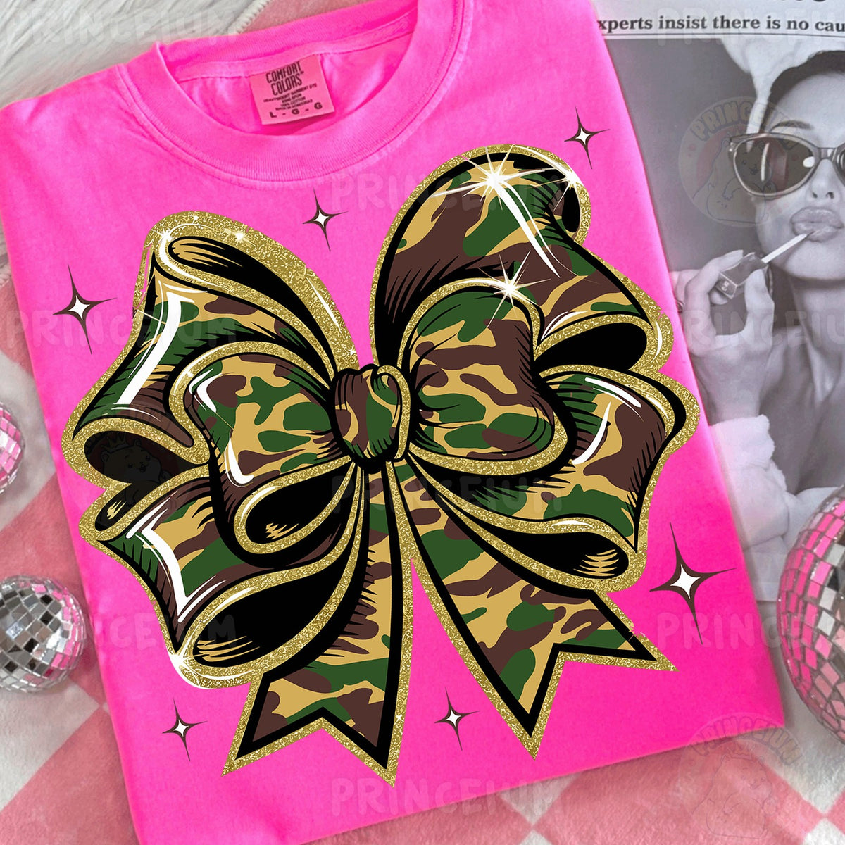 Camo Glitter Bow