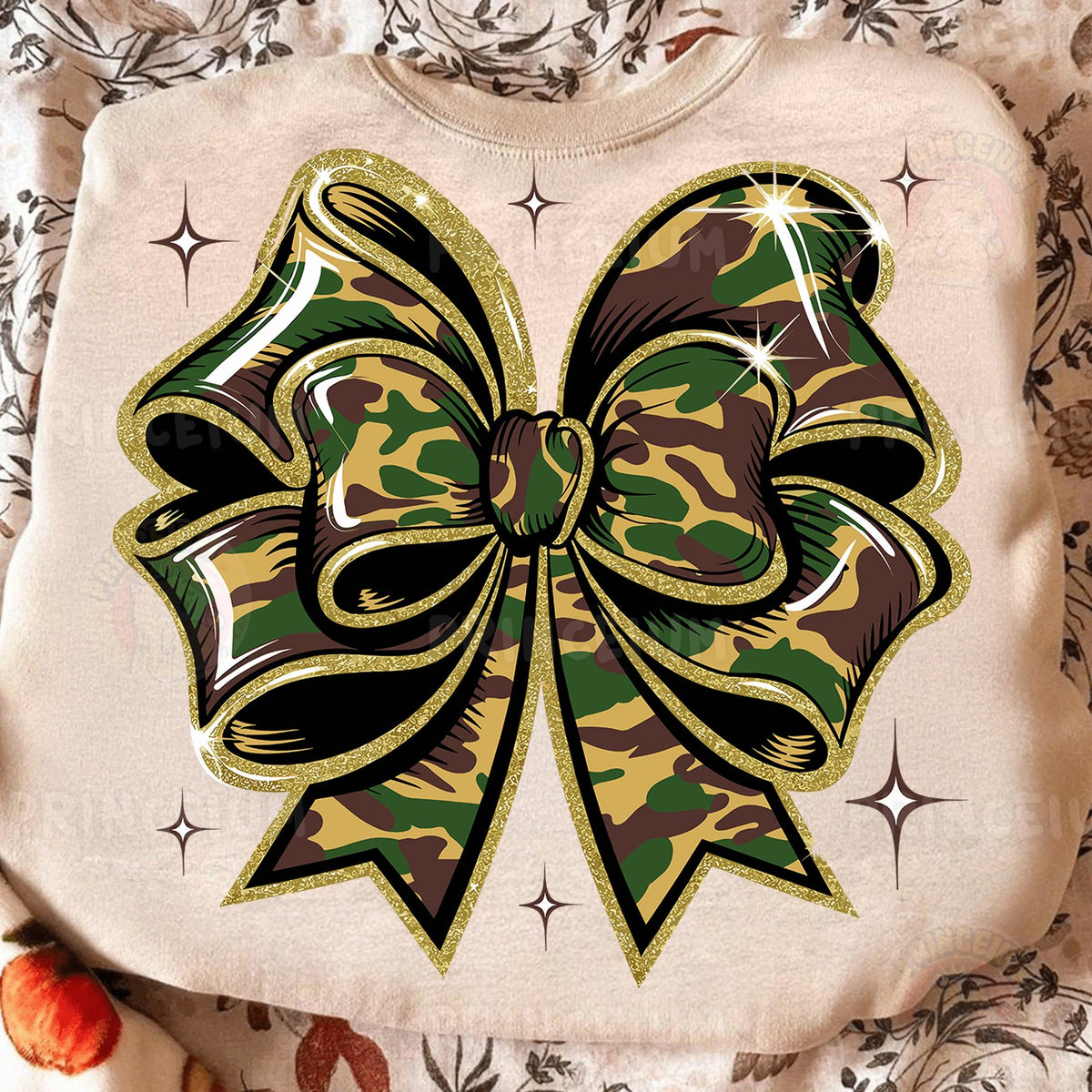 Camo Glitter Bow