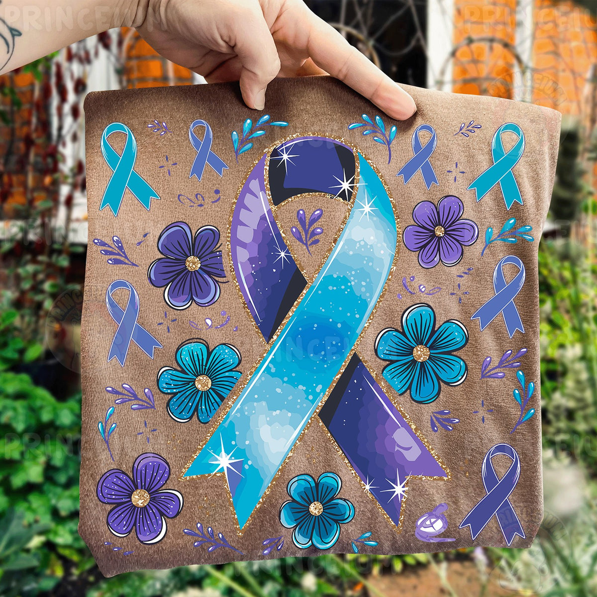 Teal & Purple Awareness Ribbon