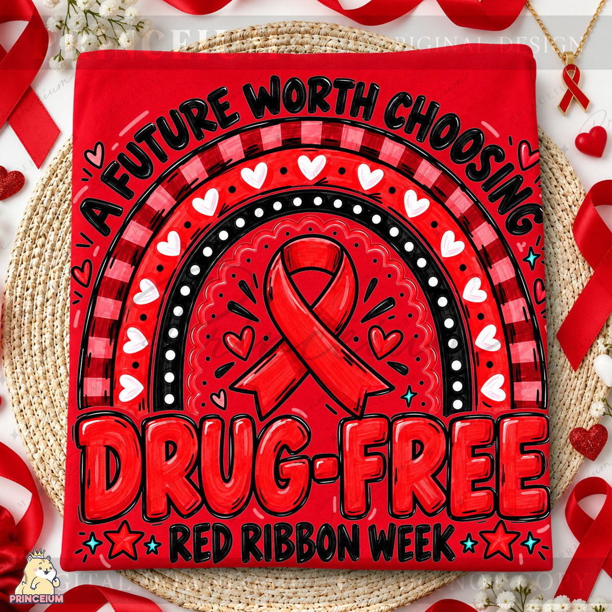 Drug-Free Red Ribbon Rainbow