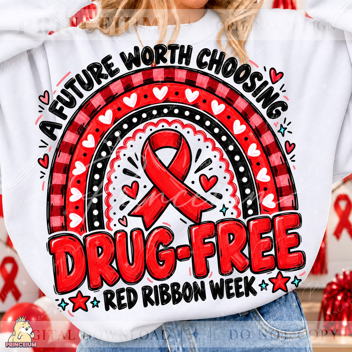 Drug-Free Red Ribbon Rainbow