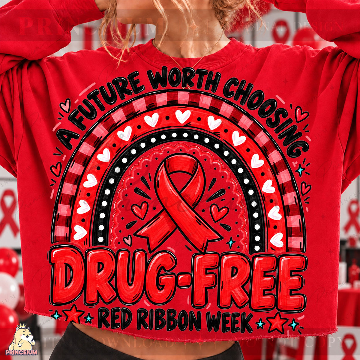 Drug-Free Red Ribbon Rainbow