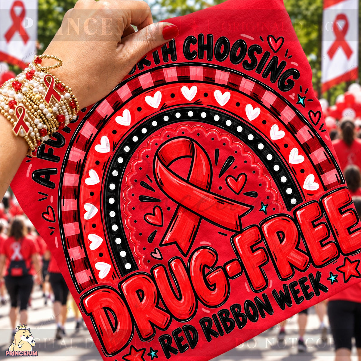 Drug-Free Red Ribbon Rainbow